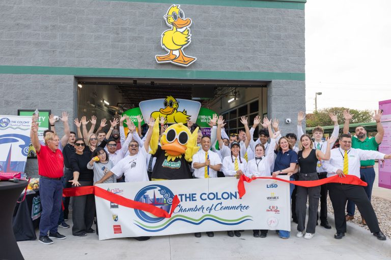 Quick Quack Car Wash celebrates a ribbon cutting with The Colony Chamber of Commerce in The Colony, Texas.