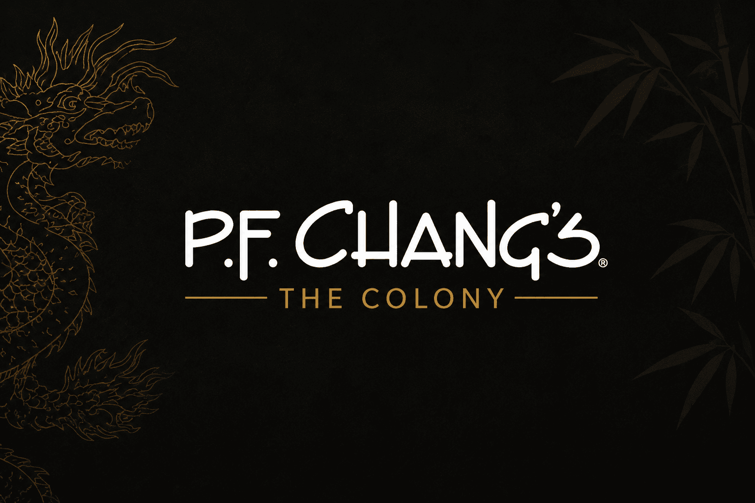 PF Chang's The Colony at Grandscape minimalist logo banner with signature dragon design